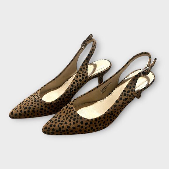 Isaac Mizrahi New York Animal Print Strap Kitten Heels Sz 7.5 Slingback Heels - Picture 4 of 5